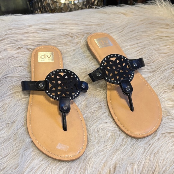 New DV by Dolce Vita Black and Tan Cutout Sandals - Picture 1 of 2